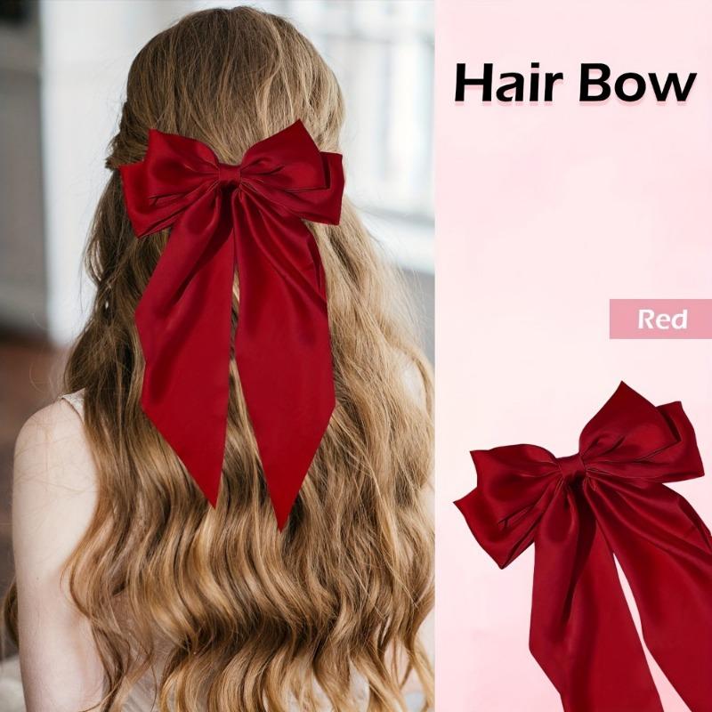 1pc Elegant Vintage Versatile Silk Bow Hair Clips, Girls Princess Style Casual Hair Accessories, Gifts Photography Props