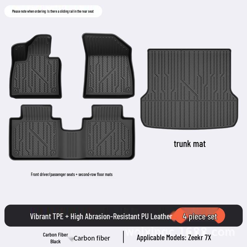 Baidequan TPE Floor Mats for 2025 Zeekr 001/7X007GT Colorful Trunk Mat