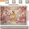 2D 2nd Birthday Pink Gold Balloon Backdrop Banner Photo Booth Background