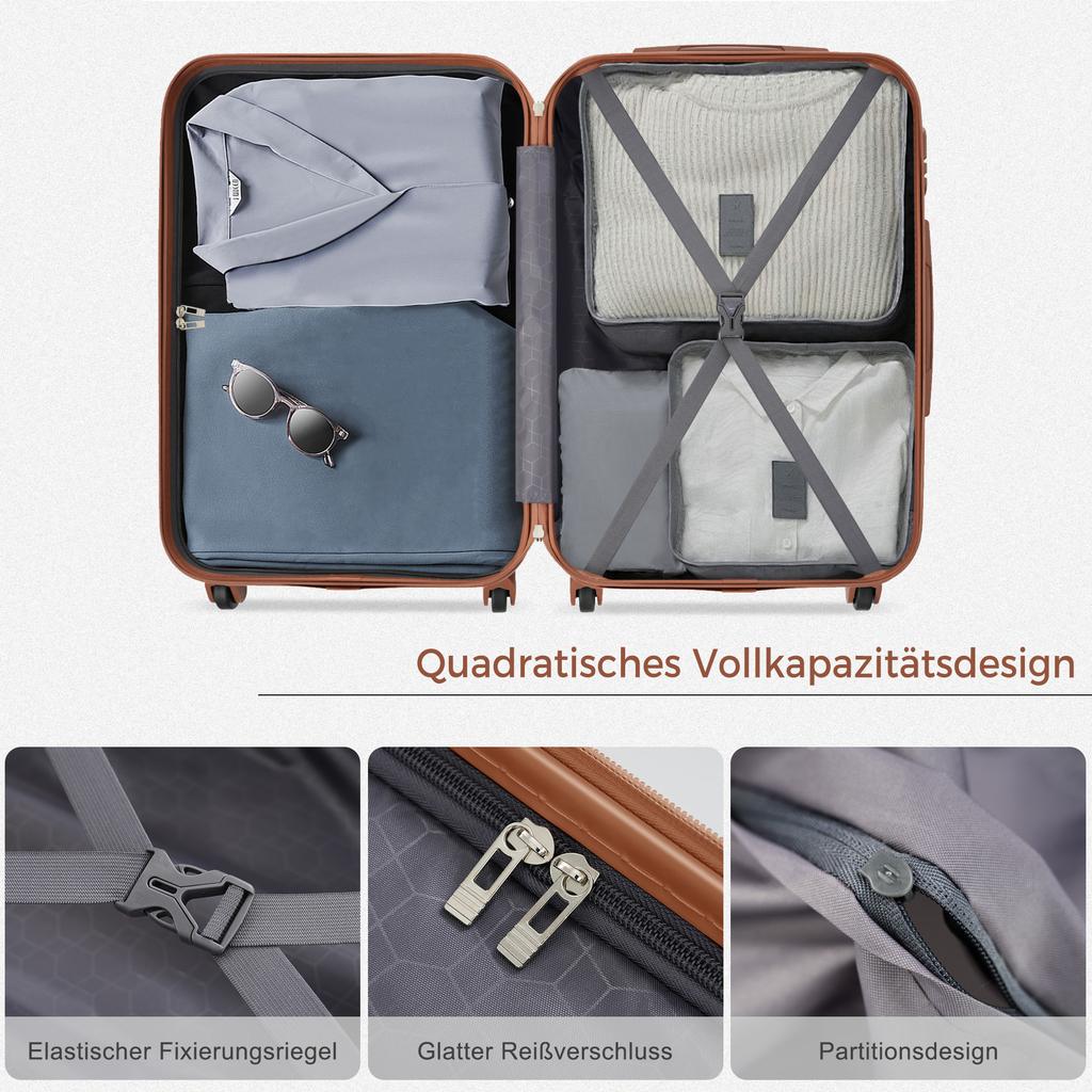 Suitcase Set, M-L-XL Set, ABS Hard-Shell Suitcase, Durable Suitcase Sets, Suitcase with Spinner Wheels and Lock, with Toiletry Bag, Black