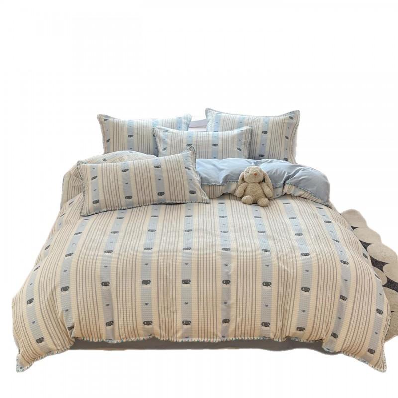 A-Class 100% Cotton Waffle Weave Bedding Set Dorm Bed Sheets Pillowcases