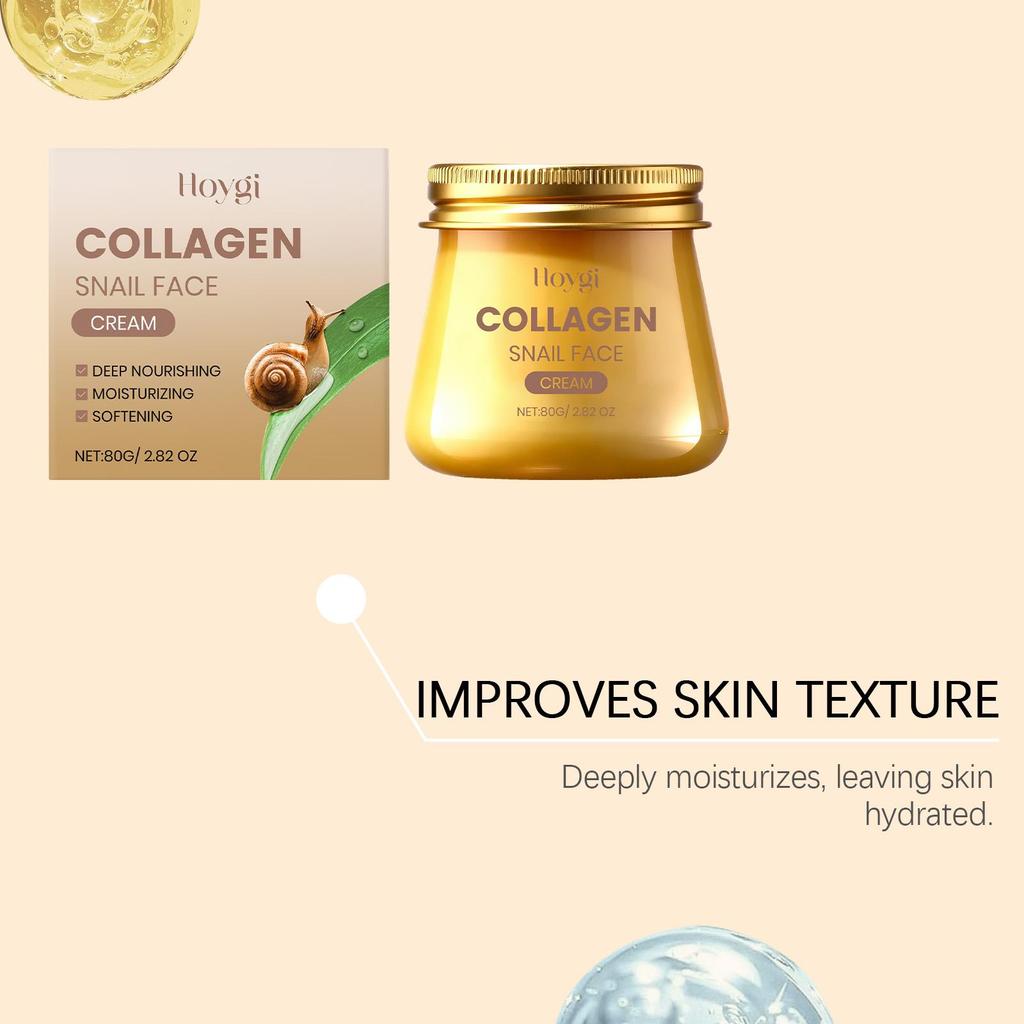 Snail Mucin Collagen Cream Anti Wrinkle Firming Hydrating Face Cream Improves Skin Elasticity & Texture Smoothing Face Skincare