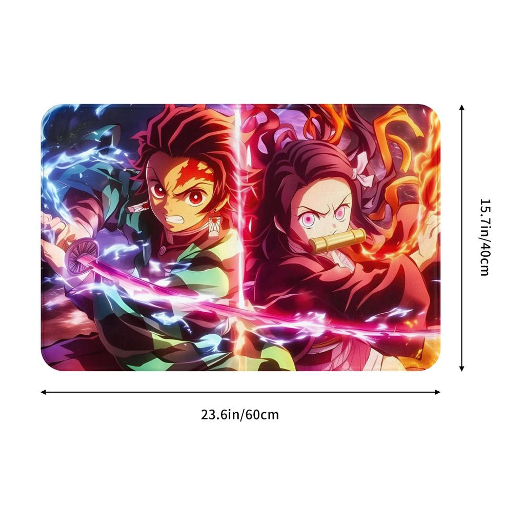 Tanjiro Kamado Demon Slayer Front Door Mat Anti-Slip Indoor Waterproof Doormat Living Room Entrance Rug Carpet