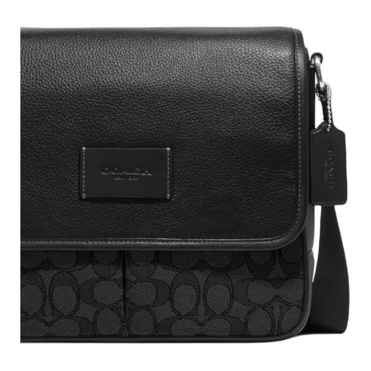 Coach Sprint 25 Signature Jacquard Pebble Leather And Smooth Calfskin Crossbody Bag Medium Women crossbody bag Black CE534-JIBLK