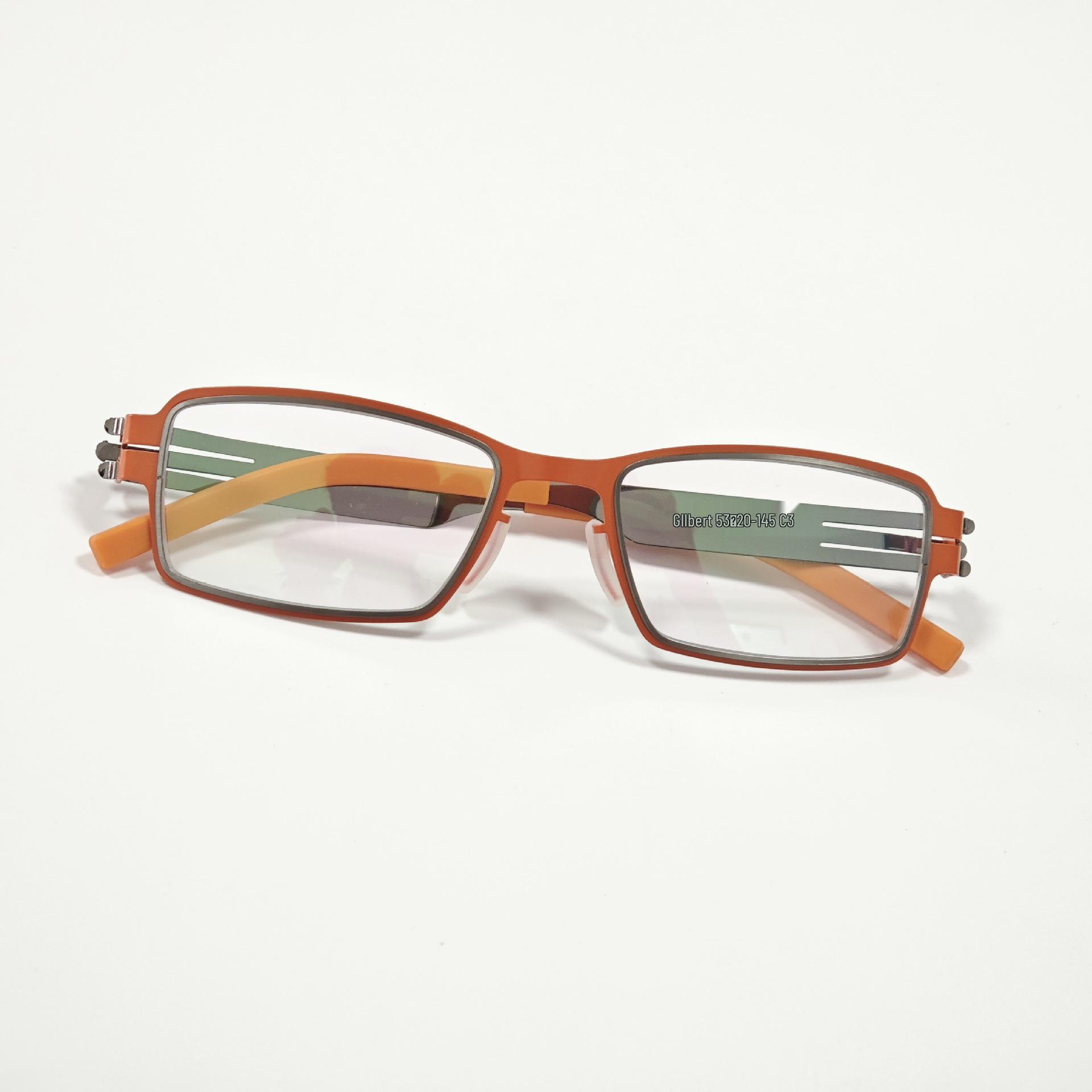 High Myopia Large Retro Metal Frame Glasses for Men оранжевый