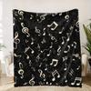 Contemporary Musical Note Flannel Printed Blanket Suitable for All Seasons Suitable for Living Room Office Sofa and Travel