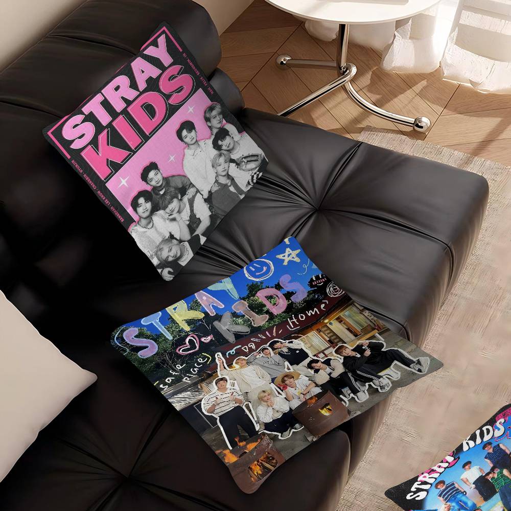 Federe Kpop S-Stray K-Kids Cartone Animato Divano Decorativo Casa Stampa Double-sided Peluche Corto Carino Federa Cuscino