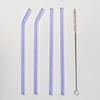 4pc Reusable Glass Straws Water Cup Straw Cup Colorful Heat Resistant Glass Straw with Cleaning Brush Drinking Milk Tea