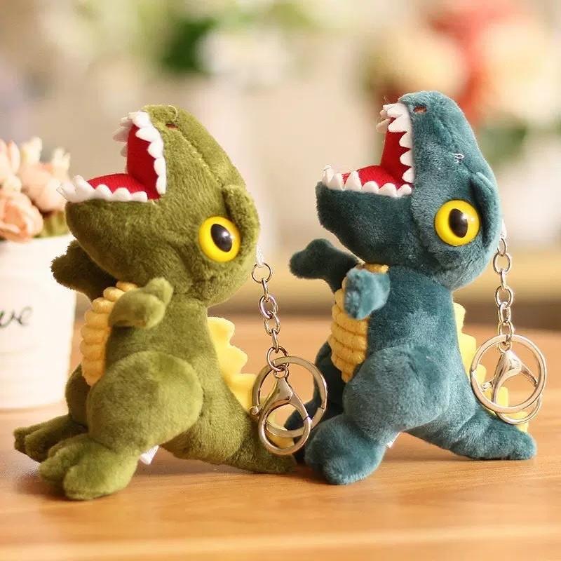 Adorable Cartoon Dinosaur Plush Keychain Soft Stuffed Toy Tyrannosaurus Rex Key Holder
