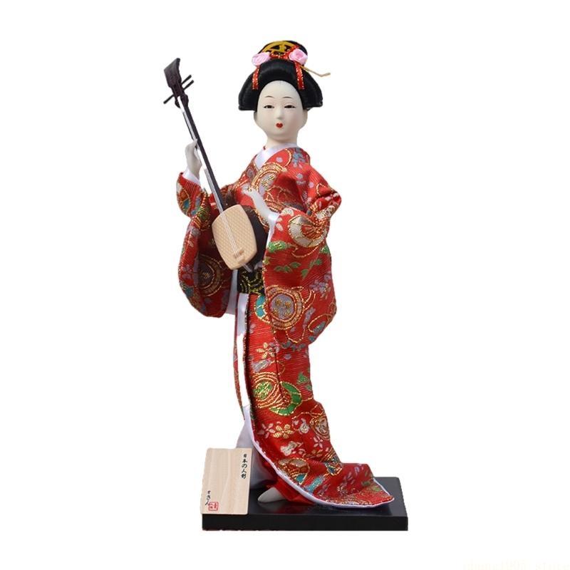 QX2E 30cm Handgefertigte Japanische Geisha Kimono Puppen Figurinen Präsentieren Traditionelle Kultur für Heimdekoration Sammler