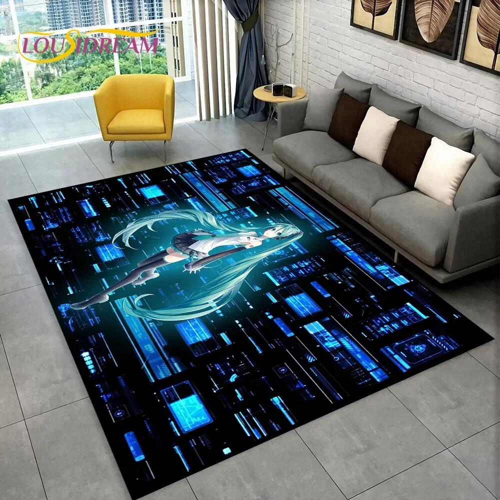 Japan Music Cartoon Characters Miku Carpet Rug for Home Living Room Bedroom Sofa Doormat Decor,kids Area Rug Non-slip Floor Mat