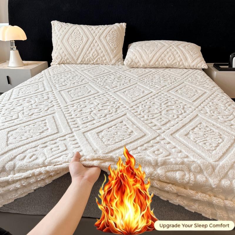 Autumn and Winter New Tafu Velvet Bed Sheet Winter Thickened Bed Sheet Three Piece Set Milk Velvet Mattress Protective Cover