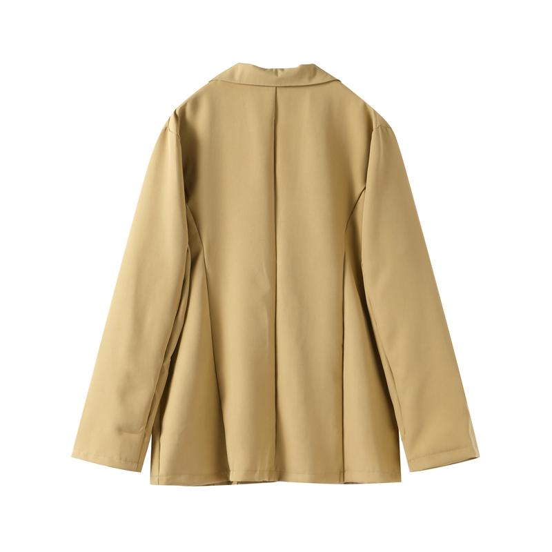 Women Solid Elegant Office Casual Commuting Coat Lapel Long Sleeve Blazer Single Breasted Pockets Jackets Spring Autumn Thin Fashion Overcoat