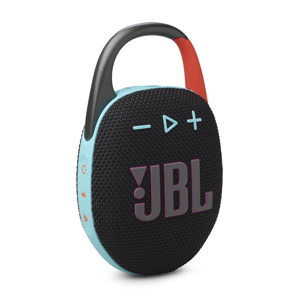 JBL CLIP5 Bluetooth Speaker USB-C Charging IP67 Dustproof Waterproof Portable Carabiner Design Passive Radiator Funky Black JBLCLIP5BLKO