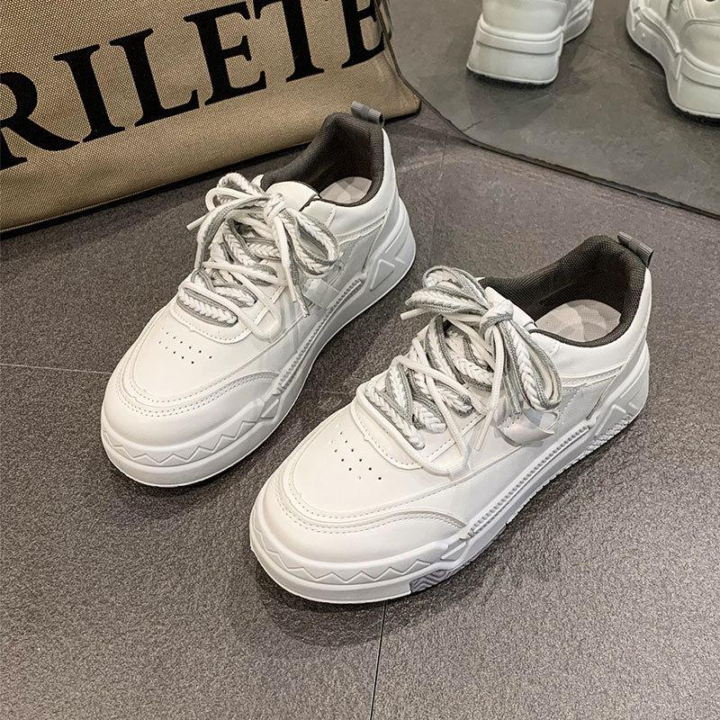 

Versatile casual style sports board shoes Student running shoes Women s spring 2025 new Hong Kong style popular thick-soled white shoes 40 серый