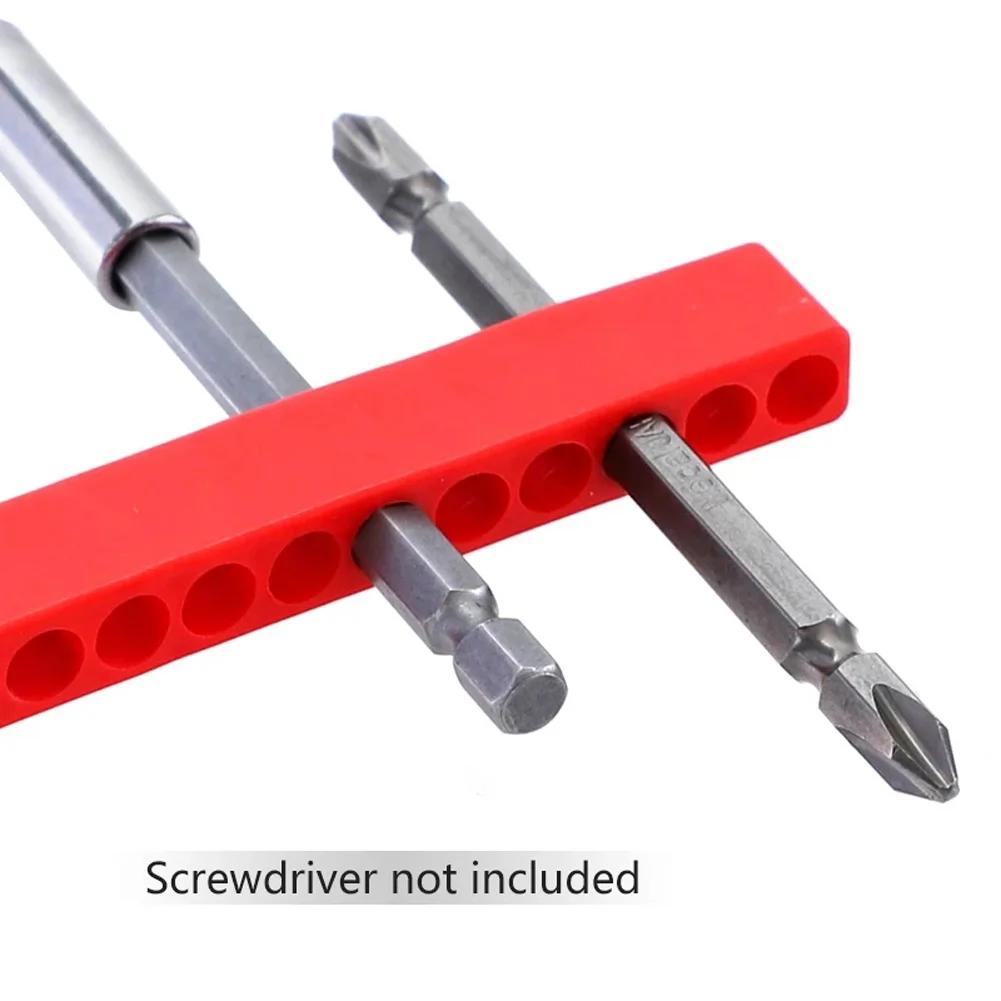 5pcs 12 Holes Screwdriver Bit Holder 1/4 Inch Hex Shank Screwdriver Drill Bit Bracket Plastic Screw Driver Storage Stand