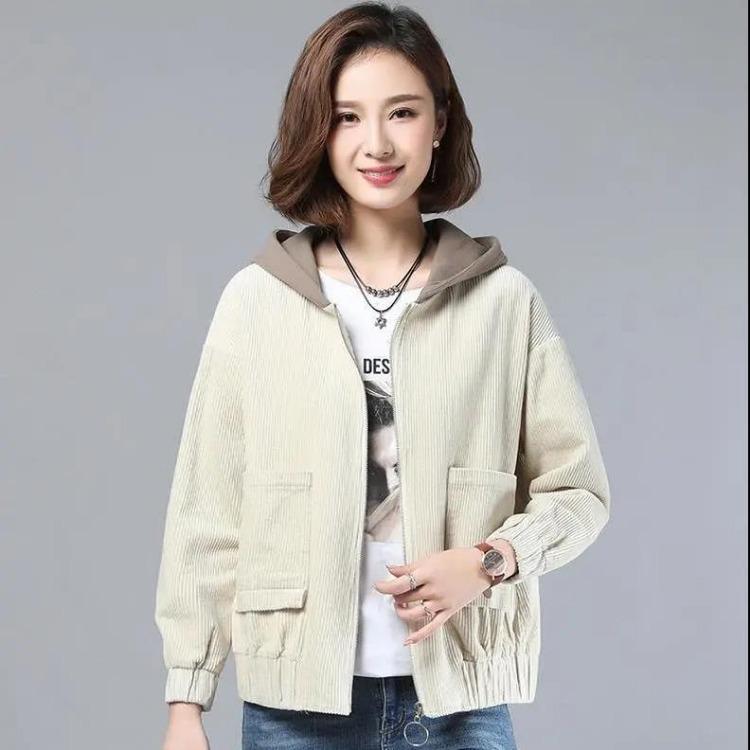 

Stylish Women Corduroy Jacket Casual Cotton Coat with Pockets Basic Female Outerwear Fit 4XL абрикосовий