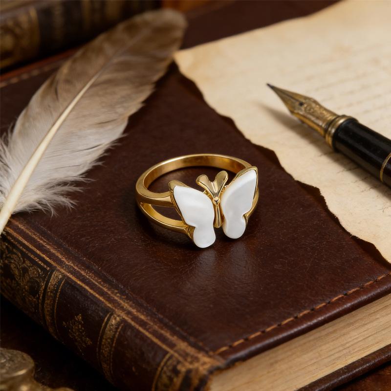 

Wind acrylic sheet design ring butterfly closed ring jewelry золотий