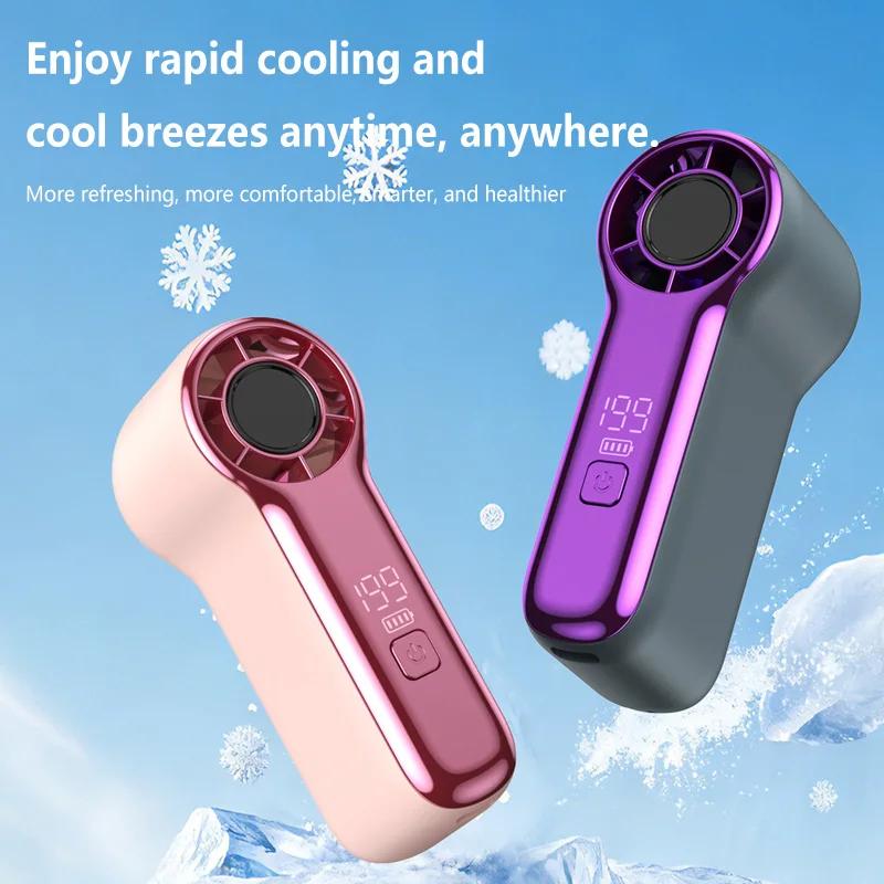 High Speed Mini Handheld Small Fan 199 Wind Speed TYPE-C Charging Battery Life Turbo Portable LED Screen Display Outdoor Fan2026