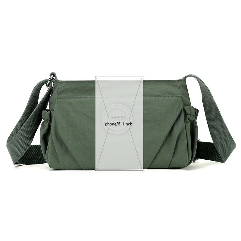 Pleated Multi-compartment Women's Bag Nylon Waterproof Lightweight Shoulder Bag