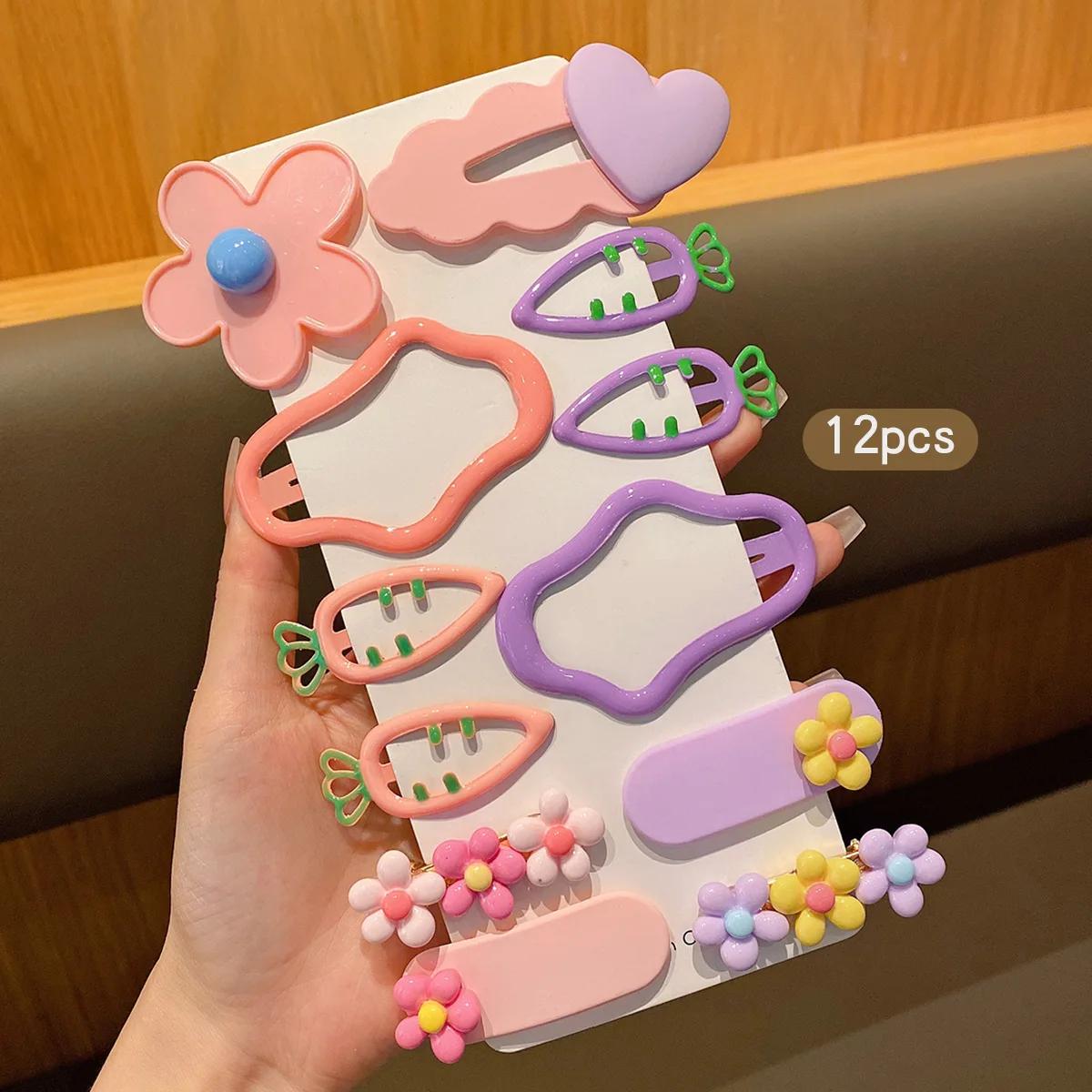 

12 милых и красочных заколок для волос, корейская версия клипсы BB, подходят для ежедневного использования в качестве аксессуаров для волос