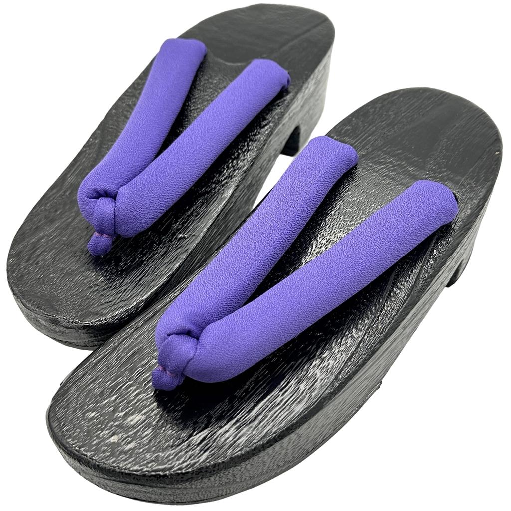 [Eiza] Geta Sandals, Platform, Cosplay, Japanese Clothing, Photo Shoot Prop, Shoes, Thong, Paulownia Wood, Halloween, Event e124 (Black/Purple, 25.0cm