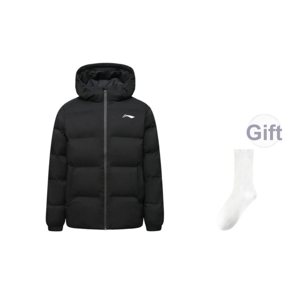 Li Ning Hřejivá mikina s kapucí Pohodlná Všestranná Bavlněná bunda s dlouhým rukávem Unisex bunda Černá AJMU291-1