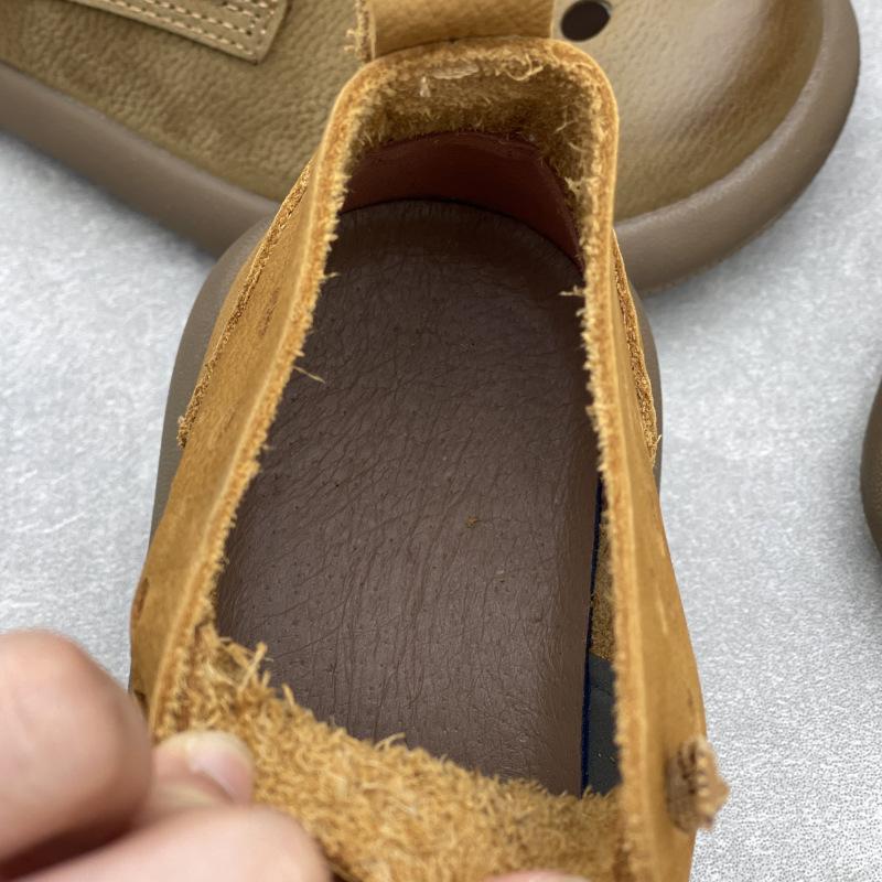 Johnature Retro Genuine Leather Hollow-out Boots Round Toe Flat Elastic Lace-up Soft Cowhide Women's Sandals