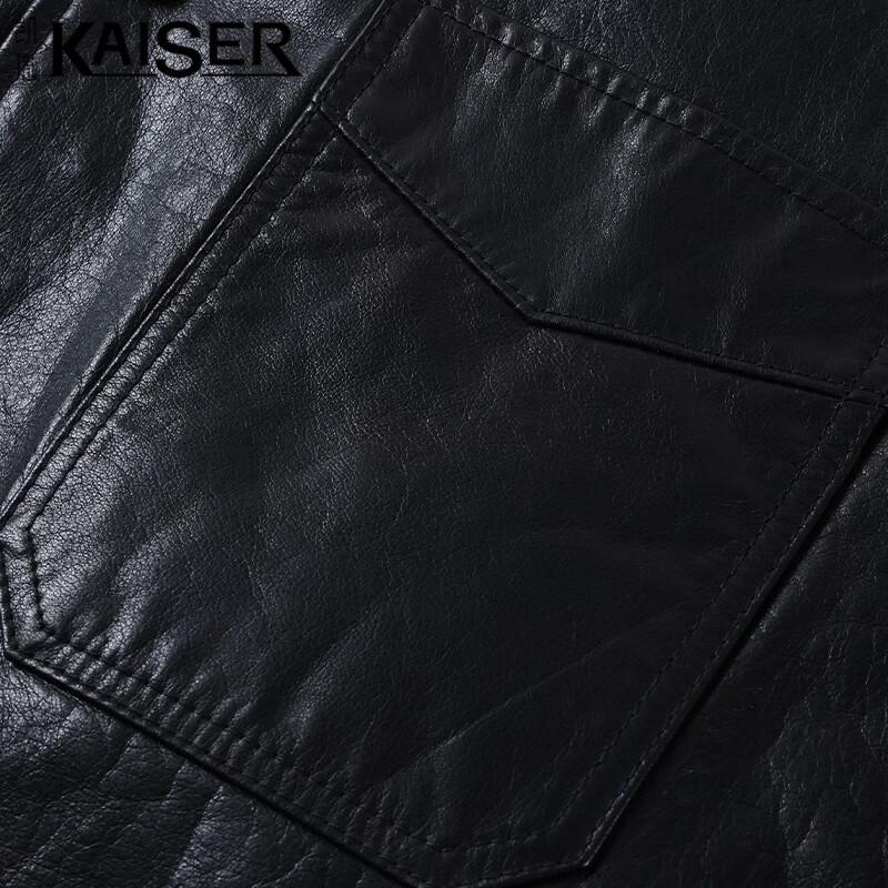 KAISER Men's Genuine Leather Biker Jacket