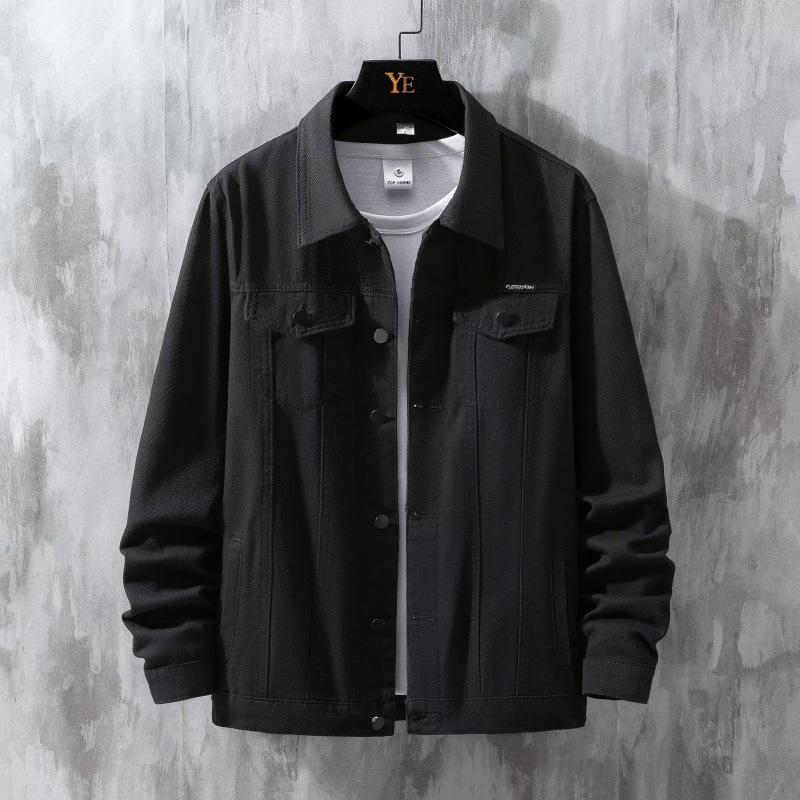 Men's Trendy Japanese Denim Workwear Jacket: Loose, Multi-Pocket, Casual Top for Spring & Autumn.