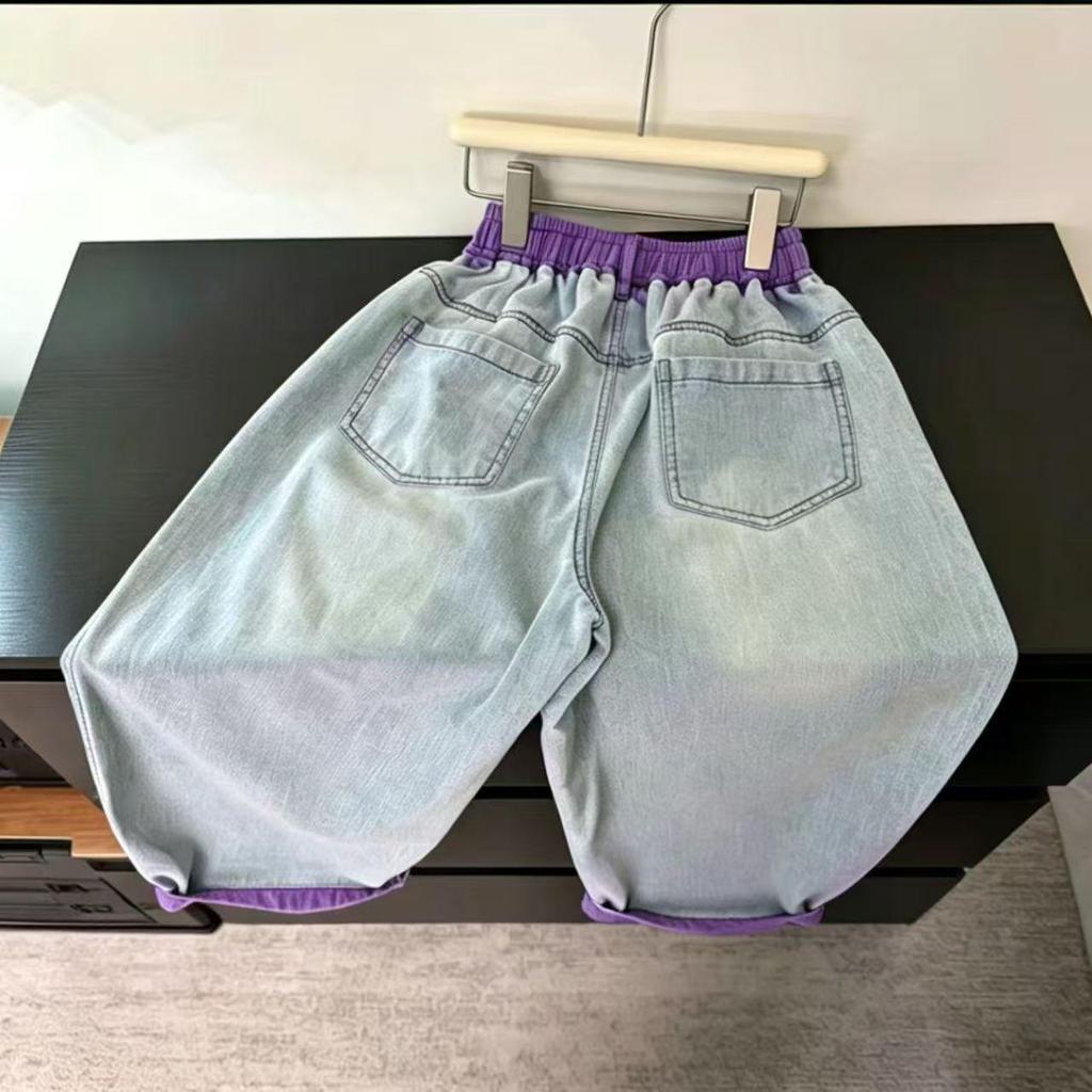 Jeans Patchwork Coupe Large pour Enfants 2026 - Denim Super Doux et Fin pour Garçons et Filles, Tailles Moyennes et Grandes, Polyvalents pour l'Été.