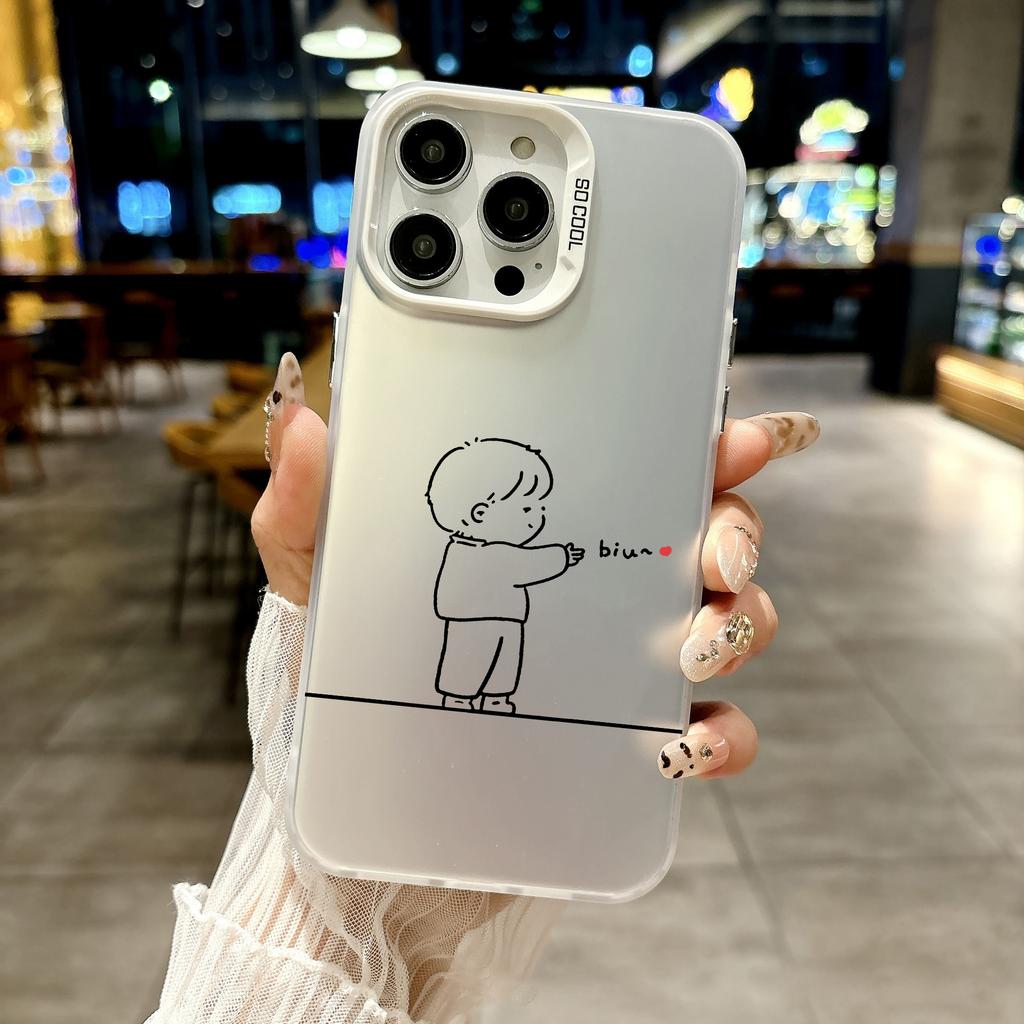 Color Phone Case For iPhone 17 16E 16 11 15 14 Pro MAX 12 13 MINI 7 8 Plus XR SE Silver Plated IMD Cover Lovers Love Black White
