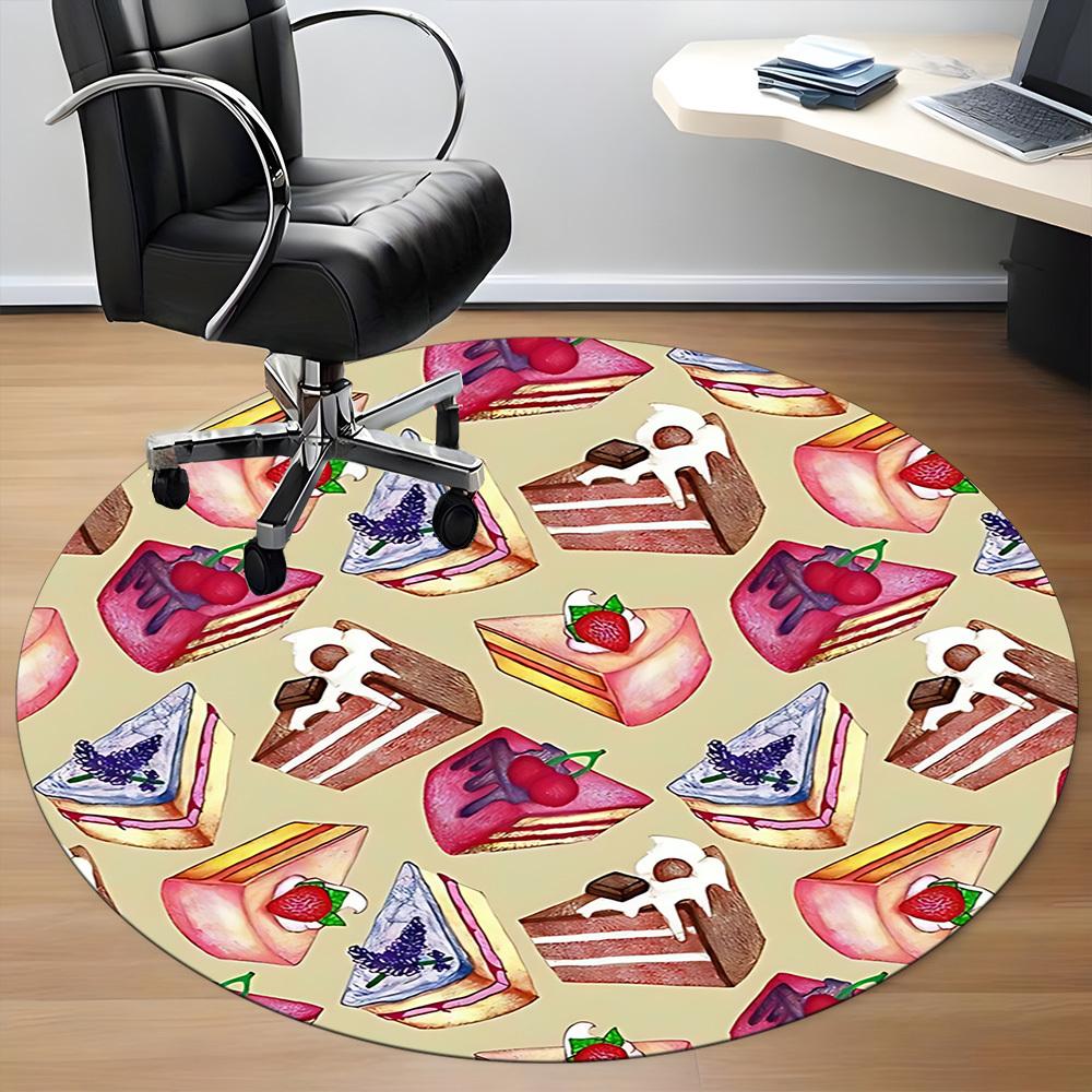 1pc Cake Slice Office Round Rug, Non-slip, Soft and Durable Office Rug for Interior Decoration, Perfect for Office, Beautiful Decoration yy260323002