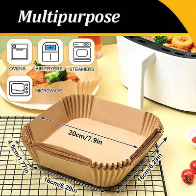 50/100Pcs Disposable Air Fryer Paper Liner Oil-proof Water-proof Paper Tray Non-Stick Baking Mat for Oven AirFryer Accessories