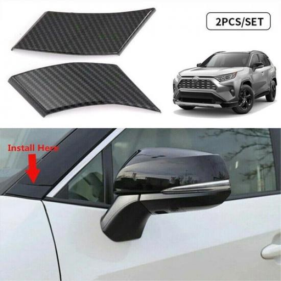 Carbon Fiber Front Door Window A Pillar Cover Trim For Toyota RAV4 -