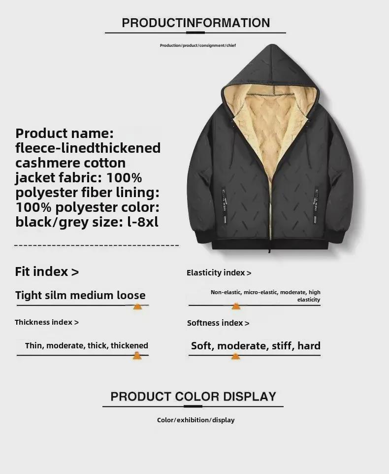 Men's Lambskin Hooded Cotton Jacket - Windproof, Cold-Resistant, Warm Winter Outerwear for Casual Wear, Available in Large Sizes.