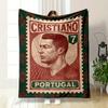 Retro Cristiano Ronaldo Portugal Red Soft Blanket, Silky Soft Blanket for Restful Sleep, Durable Warm Throw for Outdoor Fun