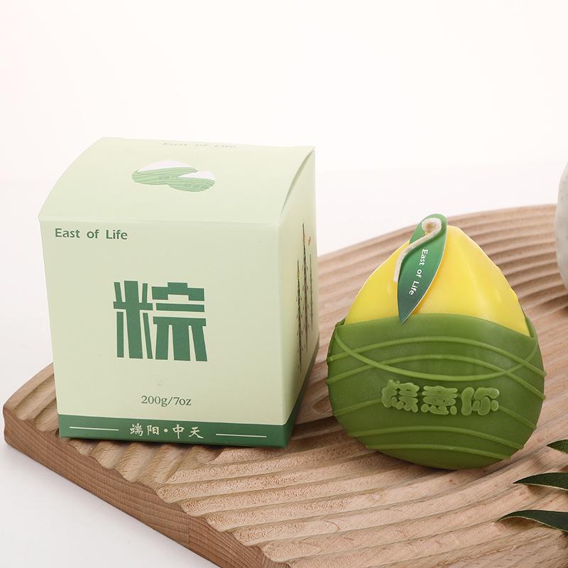 

Dragon Boat Festival Zongzi Aromatherapy Candle Home Creative Fragrance Gift Box Souvenir Handmade Shape Candle Props Yellow, talent out of dumplings