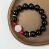 Natural Stone Bracelet for Women Semi-Precious Gemstone Beaded Bracelets 12mm Round Beads Obsidian Bangle Jewelry Gift