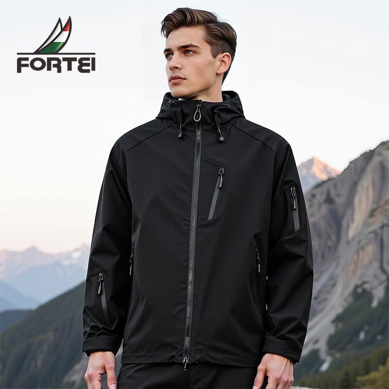 Men s Outdoor Windproof Hooded Jacket L