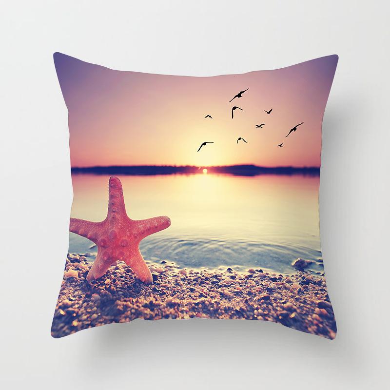 Summer Beach Shell Marine Pattern Pillowcase Home Sofa Pillowcase Cushion Cover