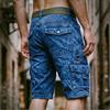 Letní Pánské Džínové Šortky Cargo s Více Kapsami Denní Ležérní Streetwear Vintage Jednobarevné Módní Džínové Šortky Muž