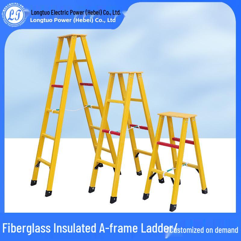 Electrician s Fiberglass Insulated A-frame Ladder - Portable and Foldable 1m, 40cm spacing