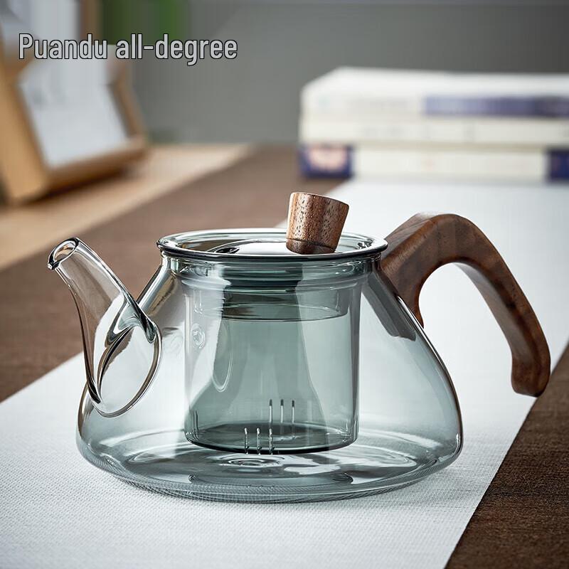 Quandu Heat-Resistant Glass Teapot with Wooden Handle