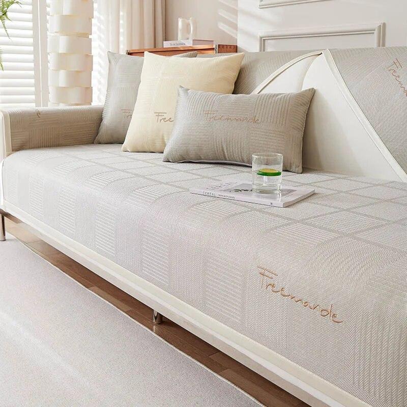 Summer Ice Silk Sofa Cover Pet Dog Kids Mat Non-slip Sofa Slipcover Protector Cover Universal Couch Towel for Living Room Decor