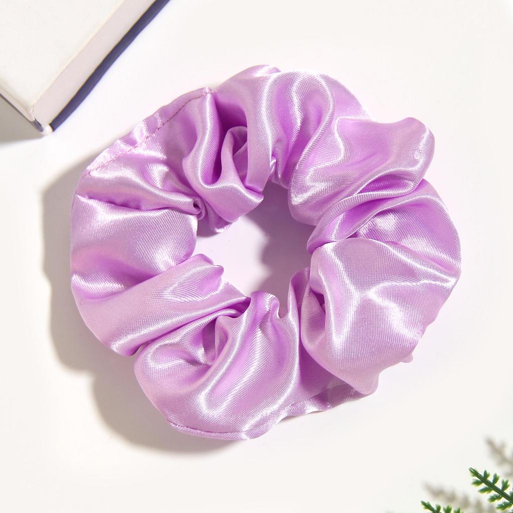 Shiny Satin Solid Color Hair Scrunchie: Korean Style Elastic Fashion Headwear Accessory.