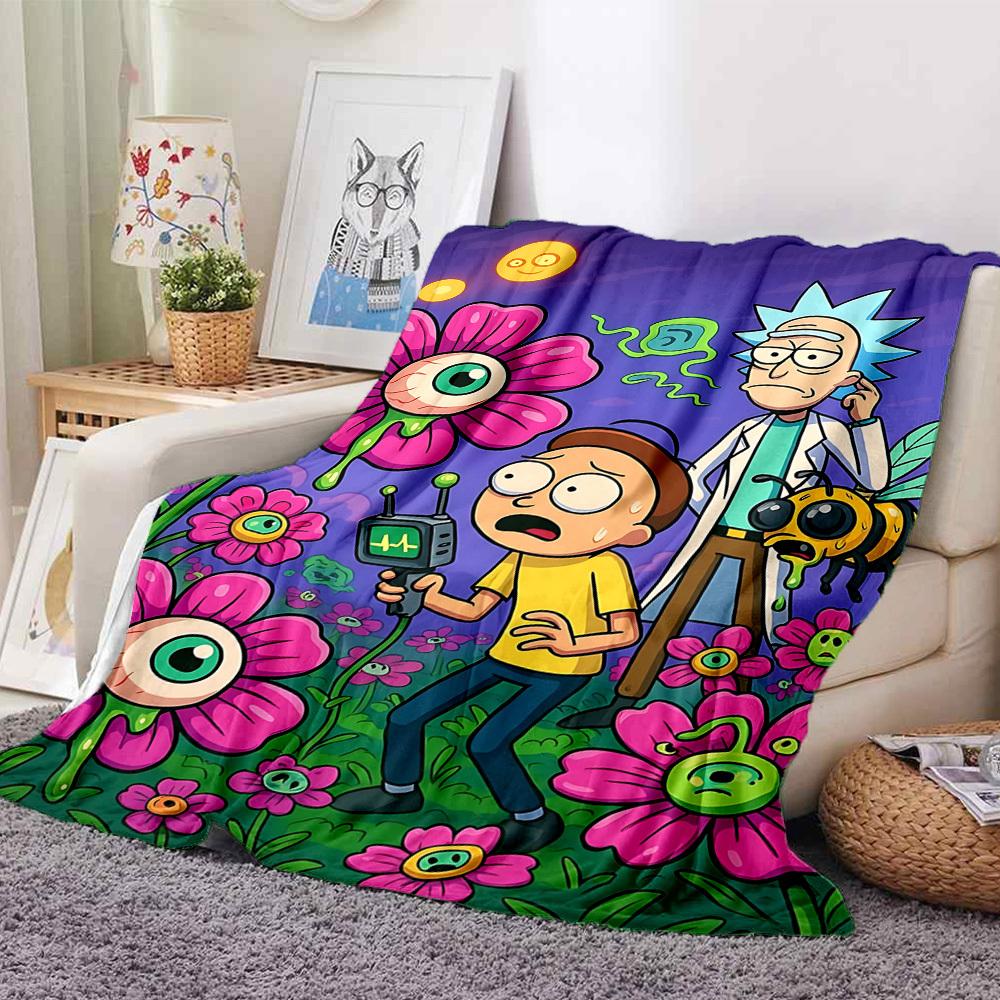 1pc Rick and Morty Blanket Lightweight Flannel Throw For Sofa, Bed, Travel, Camping, Livingroom, Office, Couch, Chair, And Bed