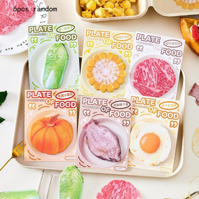 Kawai Cute Stationery Special Shaped Sticky Notes A Plate of Food Series Simulated Vegetable Message Notepad DIY Base Material