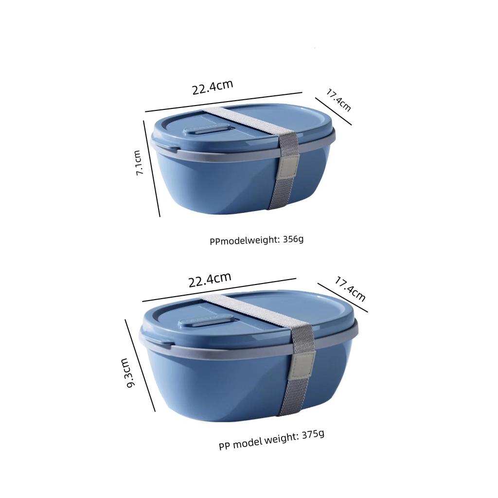 800/1300ML Portable Lunch Box with Two Compartments for Food Storage Plus A Detachable Mini PP Box Light Salad Cup Microwavable