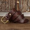 Cintura da Uomo in Pelle con Motivi Dipinti a Mano, Fibbia ad Ardiglione in Vera Pelle, Elegante Cintura Coreana in Pelle di Mucca